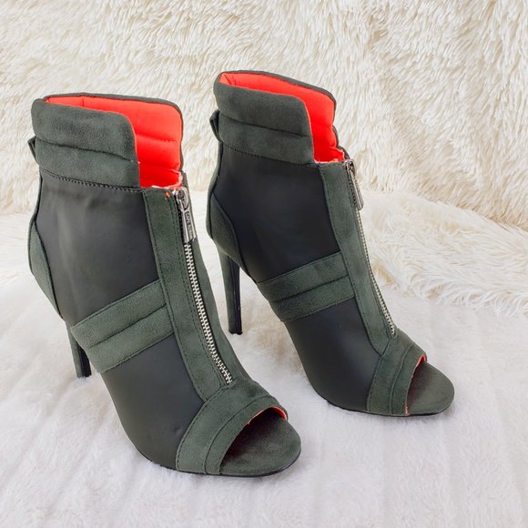 Front Zipper 4" High Heel Ankle Boots - Picture 4 of 11